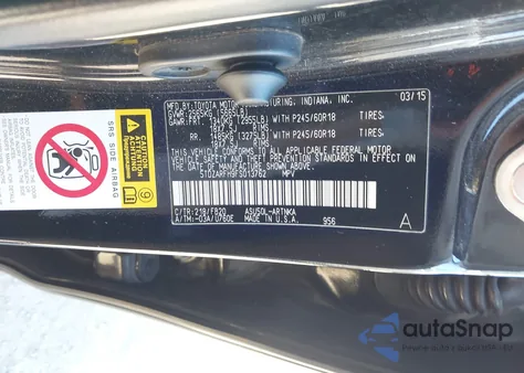 2015 Toyota Highlander Le from USA, damaged, VIN 5TDZARFH9FS013762